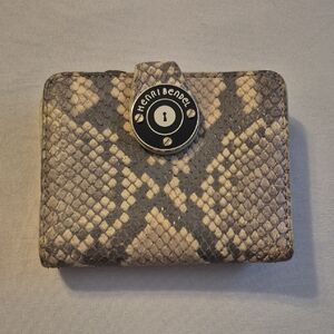 Henri Bendel Beige and Gray Snake Print Wallet